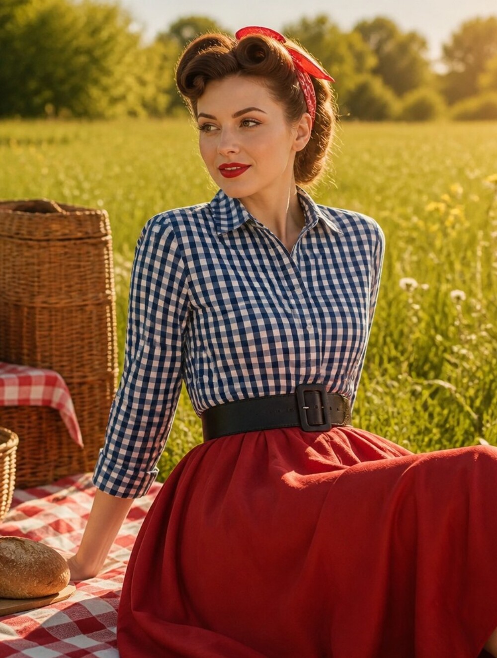 Blair Blue and White Gingham Button-Down Shirt